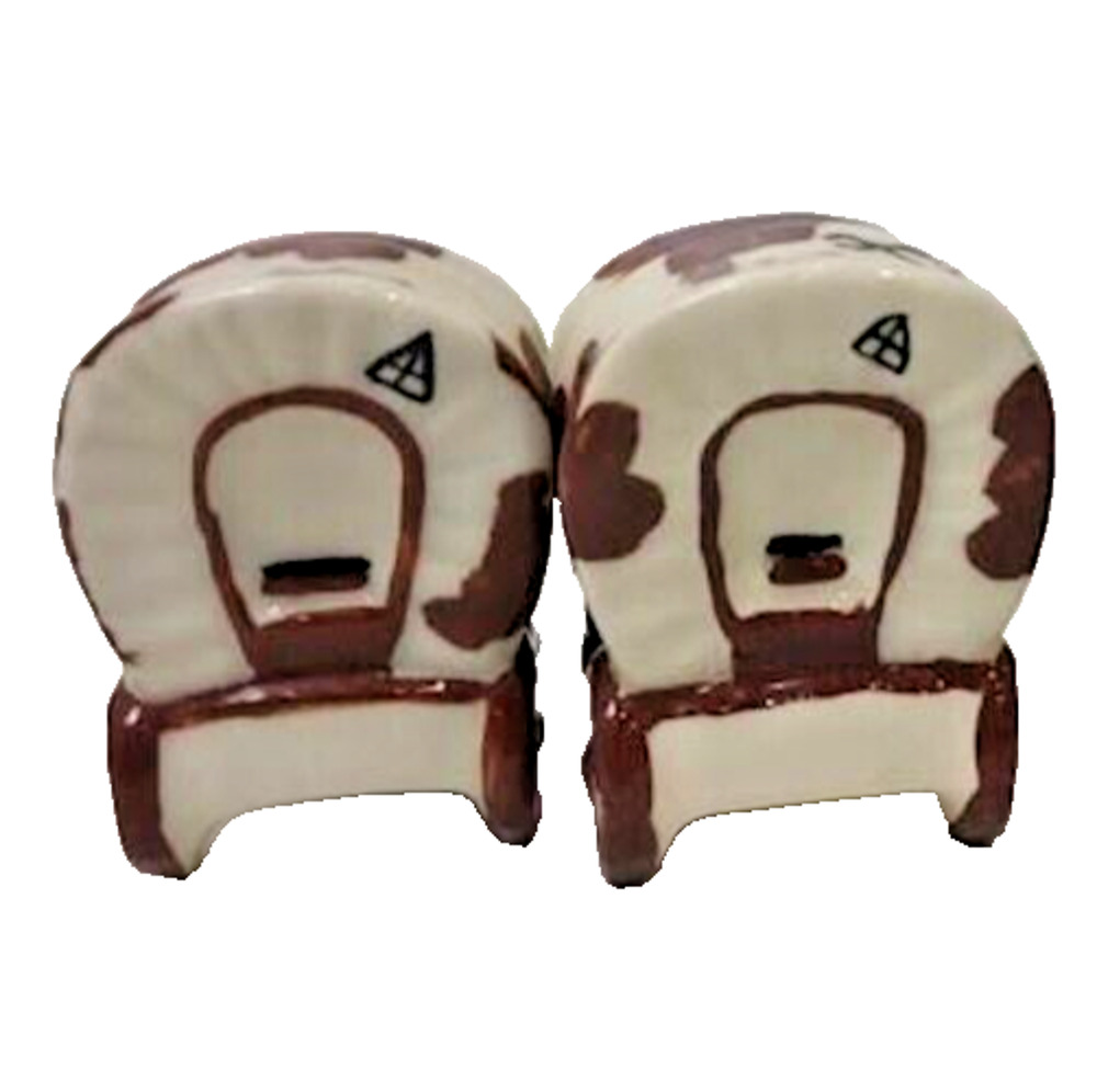 Vtg. MCM Ceramic Arts Studio Covered Wagon Salt & Pepper Shakers